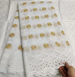 100 Cotton African Dry Lace Fabric white and gold Nigerian Lace Fabric 2019 High Quality Swiss Voile In Switzerland239E1375308