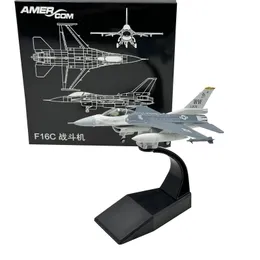 1/100 F16C Fighter Kids Toys High Detaljerad Diecast Model Aircraft Airplane för hemmet sovrum hylla vardagsrum skrivbordsdekoration 240223