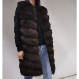 毛皮2023 Maomaokong Natural Real Fur Coat Winter Leather Jacket Women's Natural Fox Fur Long Vest Fox Fur Coat