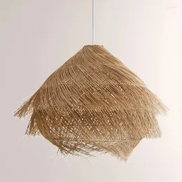 Lâmpadas pendentes de vime pendurado para teto rattan tecelagem luzes wabi-sabi lustre loft sala estar jantar mesa barra lustre