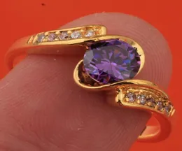 Wedding Rings Attractive Purple Gems White Zircon Gold Filled Classic Party Jewelry Ring US Size 6 7 8 9 S18946048066