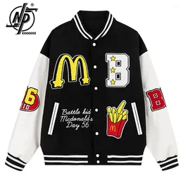 Männer Jacken Cartoon Brief Stickerei Patchwork Männer Und Frauen Stehen Retro Streetwear Casual Varsity Mäntel Unisex Baseball Jacke