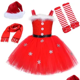 Платья для девочек. Платья для девочек. Рождественские костюмы Санта-Клауса. Рождественское платье-пачка. Наряд. Детский годичный наряд принцессы. Детская одежда для мисс. Drop D Dhjrk.