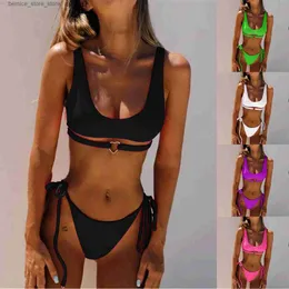 Costumi da bagno da donna Costume da bagno bikini a vita alta da donna sexy Perizoma a fascia Brasile Biquini Q240306