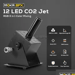 Светодиодные эффекты Led 12 шт. RGB Light Co2 Jet Hine Cryo Cannon Туман для Dj Disco Nightclub Spray 10M Регулируемые огни доставки капель Освещение Dhwz4