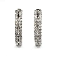 Casual Design Noble Design 18K Solid White Gold High Quality Diamond Jewellery Diamond Hoop Earrings for Women Wedding