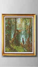Björnar i tallskogen DIY -handgjorda korsstygnens handarbetsuppsättningar broderi -kit målningar räknade tryckta på duk DMC 14CT 4262991