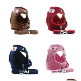 Collari per cani Guinzagli Fornitura per animali Maglia Pettorina per cani Guinzaglio Set Nuovo Antivento Traspirante Semplice 4 colori 5 Drop Consegna Casa Giardino Pet S Dh2Si