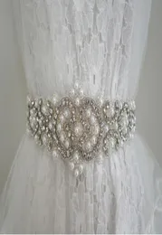 Alta qualidade strass pérola 100 mão pura cinto de noiva cinto de casamento luxo miçangas pérolas faixas de casamento 2019 53625cm d62189197130122