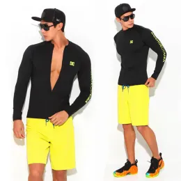 Roupa de banho rashguard masculina manga longa maiô masculino nadar rash guard secagem rápida surf condução t camisa para roupas de natação lycra