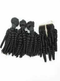 Capelli umani Funmi zia peruviana con 44 chiusura in pizzo Riccioli romantici Capelli Funmi 3 pacchi con chiusura 4 pezzi Lotto Capelli peruviani con C7225198