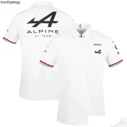 رجال Polos للدراجات النارية Approacl Motorsport Alpine F1 Team Aracing Tshirt White Black Treasable Teamline قصيرة الأكمام قميص السيارة مروحة ملابس إسقاط FBDF قابل للتخصيص