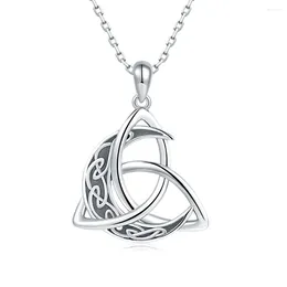 Pendants Irish Celtics Knot Moon Pendant Chain Necklaces For Women 925 Sterling Silver Fine Jewelry Valentine Day Wife Girlfriend Gifts