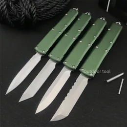 Green Micro UT85 AUTO Taktisches Messer mit feststehender Klinge, Griffe aus 7cr17mov-Stahl und Aluminiumlegierung, Taschen-Militärmesser, Geschenk für Männer, Jagd, Camping, Selbstverteidigungsausrüstung