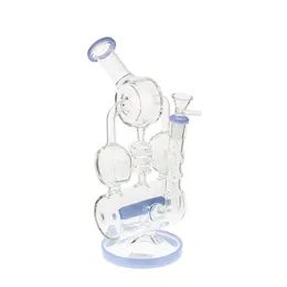 10 tum inline perc återvinnare vattenpipa glas bong twisty återvinnare vattenrör med 14 mm kvinnlig fog