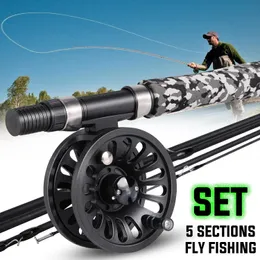 Sougayilang 5# ذبابة الصيد قضيب Combo Super Light Portable Carbon Carbon Trout Rod Package Fly Floy Fishing Tackle 240227