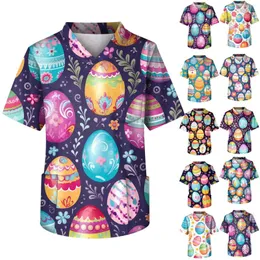 Men's T Shirts Women's Stylish Easter Egg Print Pattern Caregiver Top Summer Fashion Versatile Shirt Slim-Type Daily Pullover Ropa De Mujer