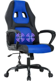 PC Gaming Chair Massage Office Chair Ergonomic Desk Chair Adjustable PU Leather Swivel Computer Chair