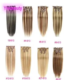 Malásia 100 cabelo humano reto 1b613 4613 6613 27613 clipes em extensões de cabelo 1424 polegadas clipon produtos de cabelo piano colo2182049