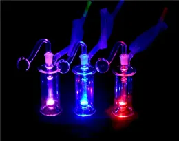 Mini Recycler Glass Bong LED LED LED AOL MATE أنابيب مياه مياه منسوب في PERC DAB RIG ASH CASTAH مع أنبوب موقد زيت 10 مم ZZ