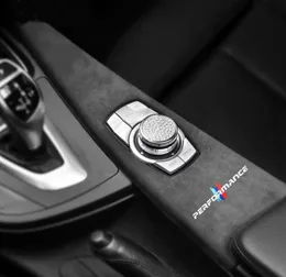 Alcantara zamszowy samochód multimedia Multimedia Panel ABS Pokrywa M Naklejki wydajności naklejki dla BMW F30 F34 F31 F36 F35 F33 F322138350