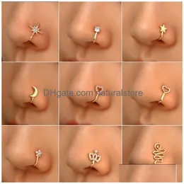 Nose Rings & Studs 16 Styles Small Copper Fake Nose Rings For Women Non Piercing Gold Plated Clip On Cuff Stud Girls Fashion Party Je Dhaql