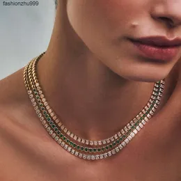 202418k Gold Plated Geometric Fashion Women Jewelry Choker Various Shaped Bezel CZ Tennis Chain Necklace