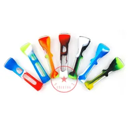 Latest Colorful Silicone Pyrex Thick Glass Horn Dry Herb Tobacco Preroll Cigarette Cigar Holder Portable Innovative Tips Filter Mouthpiece One Hitter Taster DHL