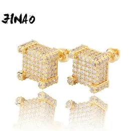 Jinao Hip Hop Fashion Out Bling Stud Kolczyki Mikro Pave Cubic Zircon Square Farring na prezent 2106165609637