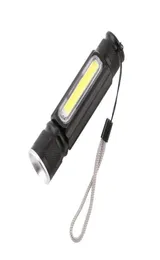 Usb acessível poderosa cob t6 led zoomable lanterna recarregável tocha usb ímã flash luz bolso lâmpada de acampamento embutido 186505360227