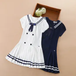 Dresses School Dress for Girls Kids Clothes Girl Short Sleeve Preppy Style Clothings Sailor Outfit Fashion Kids Girls