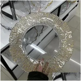 Dishes Plates 200Pcs Clear Charger Plate With Gold Beads Rim Acrylic Plastic Decorative Dinner Serving Wedding Xmas Party Decor Dr Dhoag