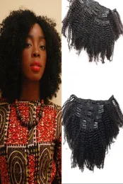 4c Afro Kinky Kıvırcık Klip Kırp Kipi Uzatma Asya Remy İnsan Saç Klipsi Ins Full Head 7 PCSSET FDSHINE6743179