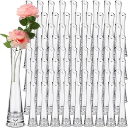 Vaso 72 Pcs Limpar Alto Vidro Bud Vasos Bulk Único Haste Flor Cilindro Decorativo Magro para Centerpieces Home 240301