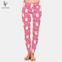 Leggings letsfind nova chegada super macio feminino calças de cintura alta 3d mão desenhada gatos imprimir fitness sexy magro estiramento leggings tornozelo comprimento