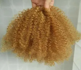 16 -calowy Kucyk klips w przedłużeniach włosów sznurka Afro Kinky Curly Human Hair Kucykwia Strawberry Blonde 278474915