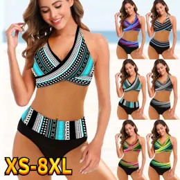 Set 2022 High Waist Bikini Woman Swimsuit Two Piece Set Bikini Set Sexy Beach Wear Swim Suit Female Swimwear Loose Bathing Suit