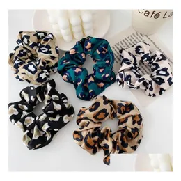 Acessórios de cabelo moda mulheres leopardo bandas elásticas bonito padrão animal scrunchies meninas gravata titular de rabo de cavalo drop entrega produtos dhmyp