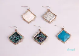 새로운 디자이너 Shell Kirsten Style Drop Earrings Faceted Natural Stone Turquoise 기하학적 클래식 드롭 이어링 패션 보석 4457530