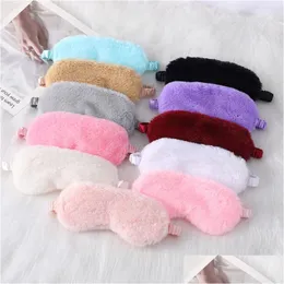 Máscaras de sono P Slee Eye Er Máscara de sono Silk Sort Blindfold Rabbit Hair Warm Dream Night Bandage Aid Band Eyees Relax Travel Gota Entregar Dhi4F