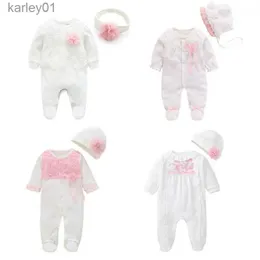 Footies 2020 Primavera Neonato Ragazza Footies 0 3 mesi Cotone Bianco Manica lunga Tuta per bambino con Footies Outfit Abbigliamento per bambina YQ240306