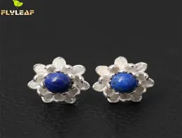 925 Sterling Silver Lapis Lazuli Lotus Flowers Stud Earrings For Women Elegant Lady Prevent Allergy Sterlingsilverjewelry 2106166047465