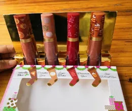 Julpresent Makeup Lip Gloss Den söta lukten behandlar flytande läppstiftuppsättning 4 färger smält matt lipgloss kit39861216251004