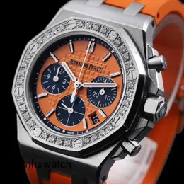 Relógio de pulso icônico Relógio de pulso tático AP 26231ST Original Diamond Steel Medidor mecânico automático com diâmetro 37 mm Laranja Panda Face Watch