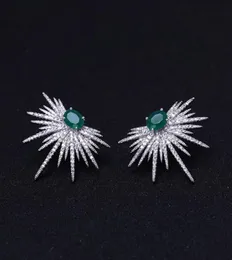 Stud janekelly stile punk orecchino a forma di punta pavé di zirconi brinco pietra verde orecchini scintillanti stella galassia trasparente 2211111342823