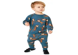 Jumping Meters Neue Baby Jungen Kleidung Sets Herbst Winter Cartoon Tiger Gedruckt Baumwolle Jungen Mädchen Outfit Langarm Hemd Hose LJ23824771