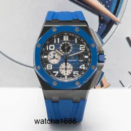 Elegancki zegarek na nadgarstek zegarek wyścigowe AP Mens Watch Royal Oak offshore Automatyczny mechaniczny materiał ceramiczny 44 Diameters Błękitna data Data Chronograph Wat