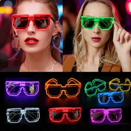 무선 LED 조명 파티 안경 El Wire Glowing Eyewear in the Dark Neon Glasses Women Mens 의상 선글라스 할로윈 카니발 페스티벌 파티