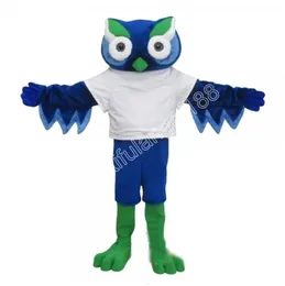 2024 Halloween Blue Owl Mascot Costume عالية الجودة تخصيص رسم كاريكاتوري أفخم الأسنان الأنيمي موضوع البالغ حجم الكبار كرنفال فستان