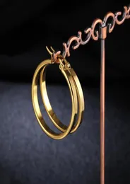 Diameter 35mm guldfärg rostfritt stål runda bågar örhängen damer nighclub smycken parti tillbehör gåva orecchini cerchio hu8409775
